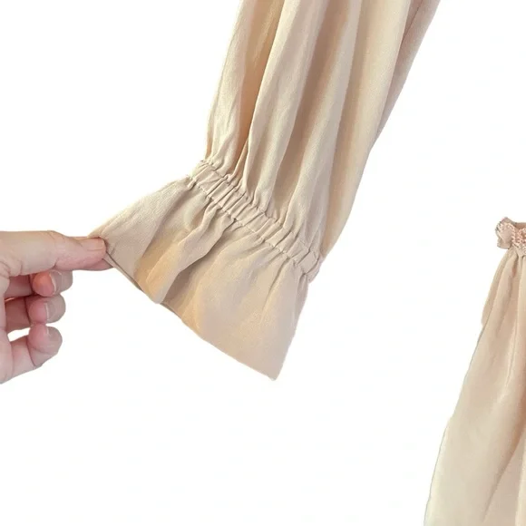 All Saints Alia Ruffle Silk Dress Nude Pink Size M